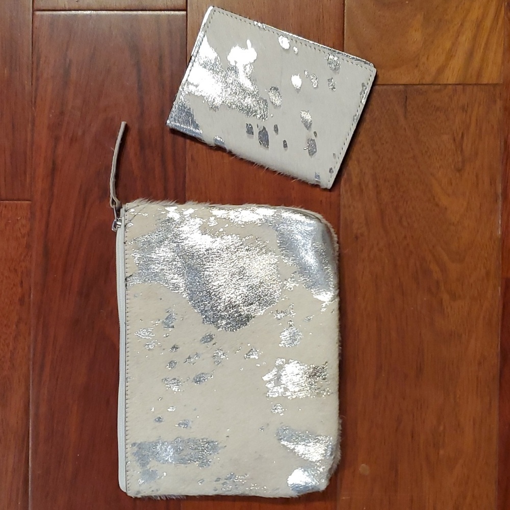 Calfskin clutch with matching wallet